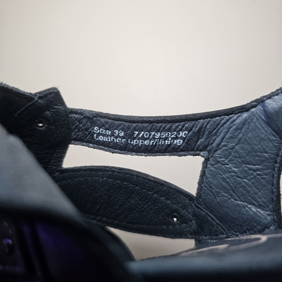 Dansko Nina Floral Cutout Wedge Sandals | Black Graphite Leather | EU 39 - Picture 12 of 12